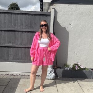 Neon cheesecloth shorts