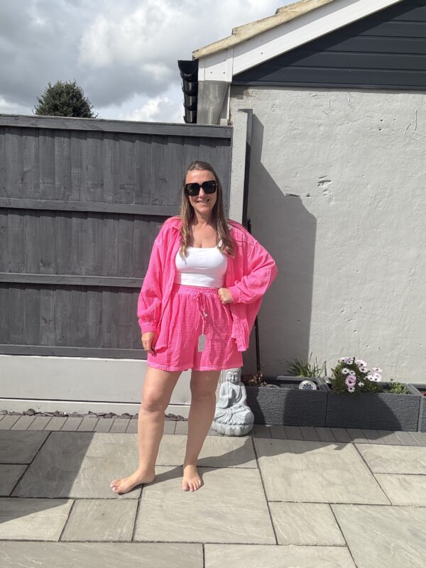 Neon cheesecloth shorts