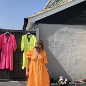 Neon cheesecloth dress