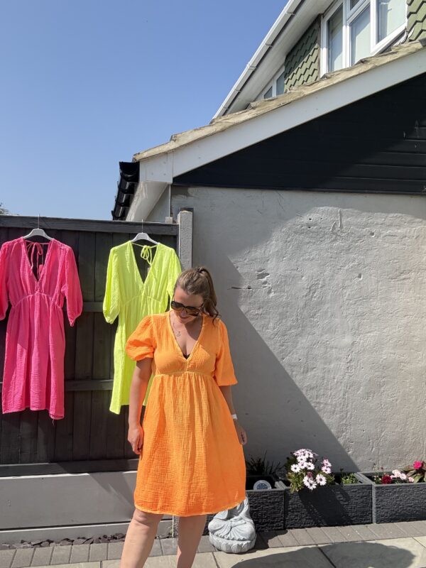 Neon cheesecloth dress