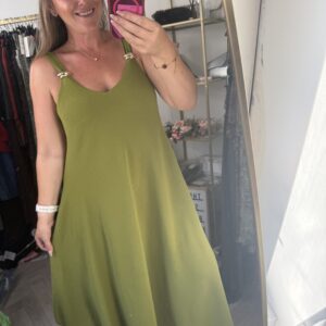Fit and flare dress with gold detail